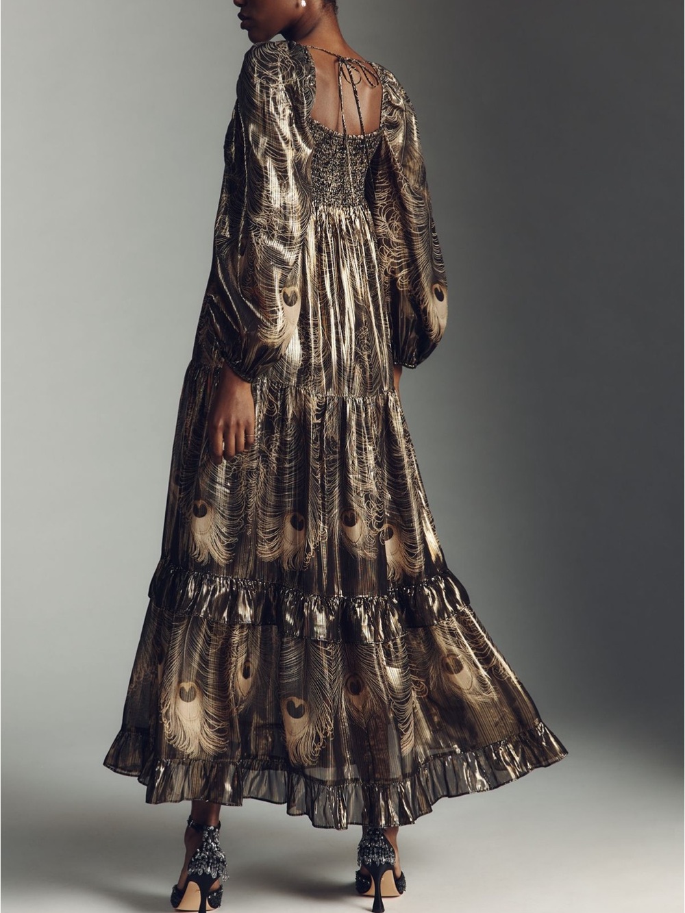 By Anthropologie Long-Sleeve Metallic
Babydoll Midi Dress - Picture 3 of 8